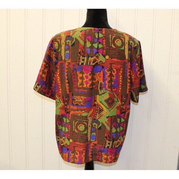VINTAGE CHE STUDIO ALL OVER ART TO WEAR PRINT BLOUSE MADE IN USA SIZE MEDIUM M - Picture 2 of 9